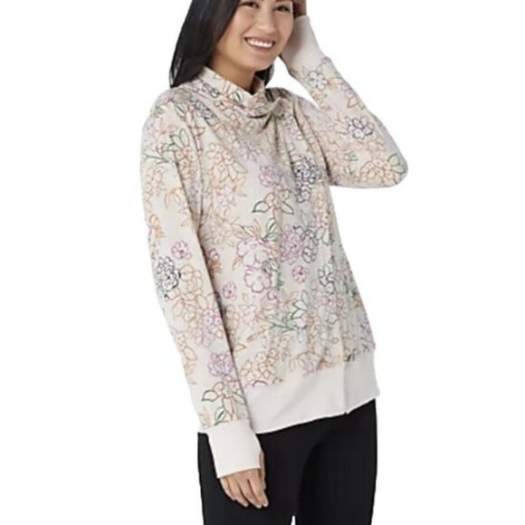 Cuddl Duds Lightweight Comfort Drape Front Cardigan Multicolor Floral Medium - Picture 13 of 13